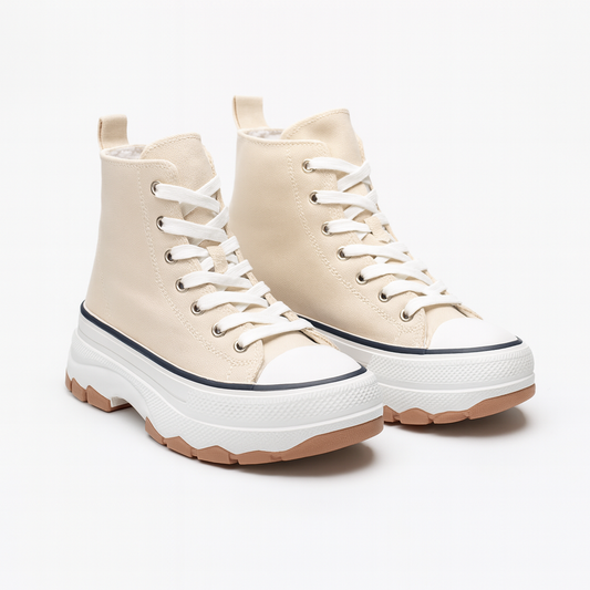 Top Moda Urban Trek High-Tops – Beige Canvas Edition