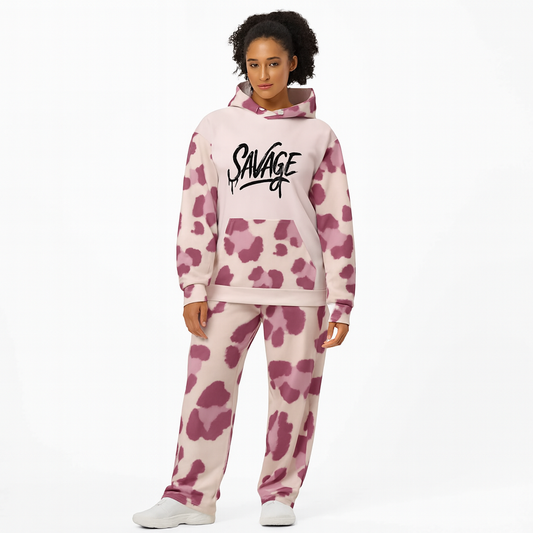 Blotch Babe Lounge Joggers – Maroon & Blush Edition