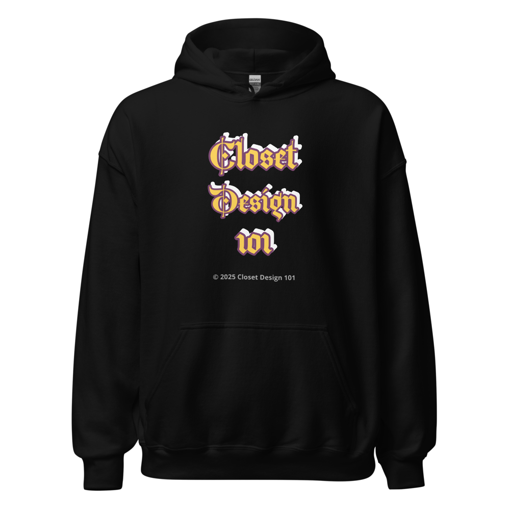Closet Design 101™ Gothic Logo Hoodie – Unisex Black  Streetwear Essential