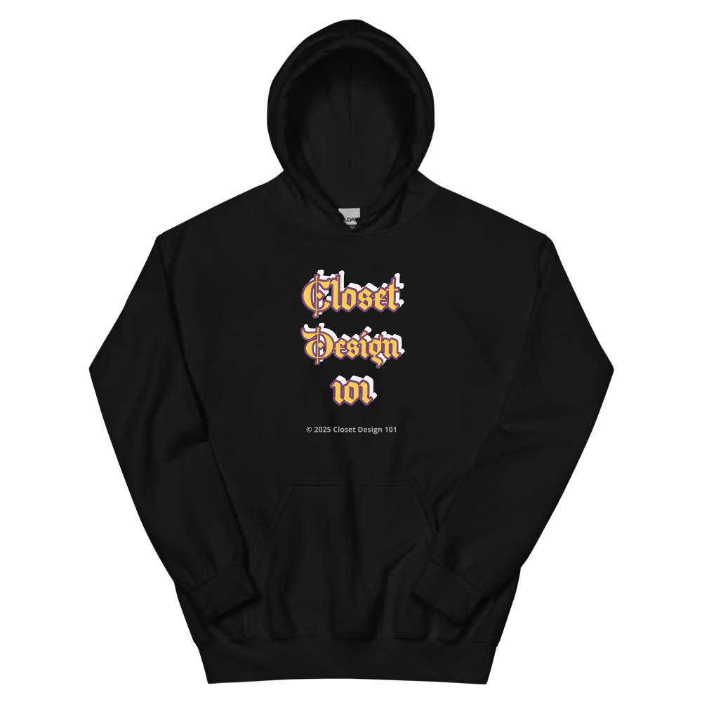 Closet Design 101™ Gothic Logo Hoodie – Unisex Black  Streetwear Essential