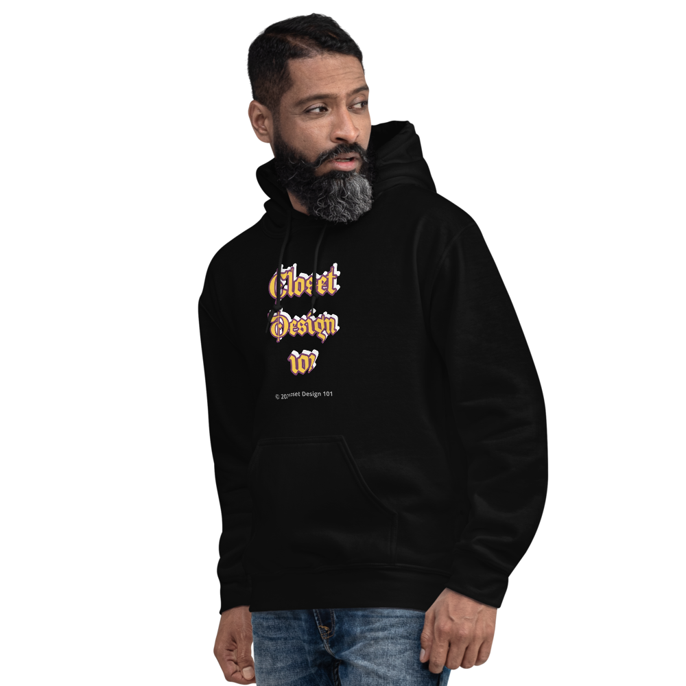 Closet Design 101™ Gothic Logo Hoodie – Unisex Black  Streetwear Essential