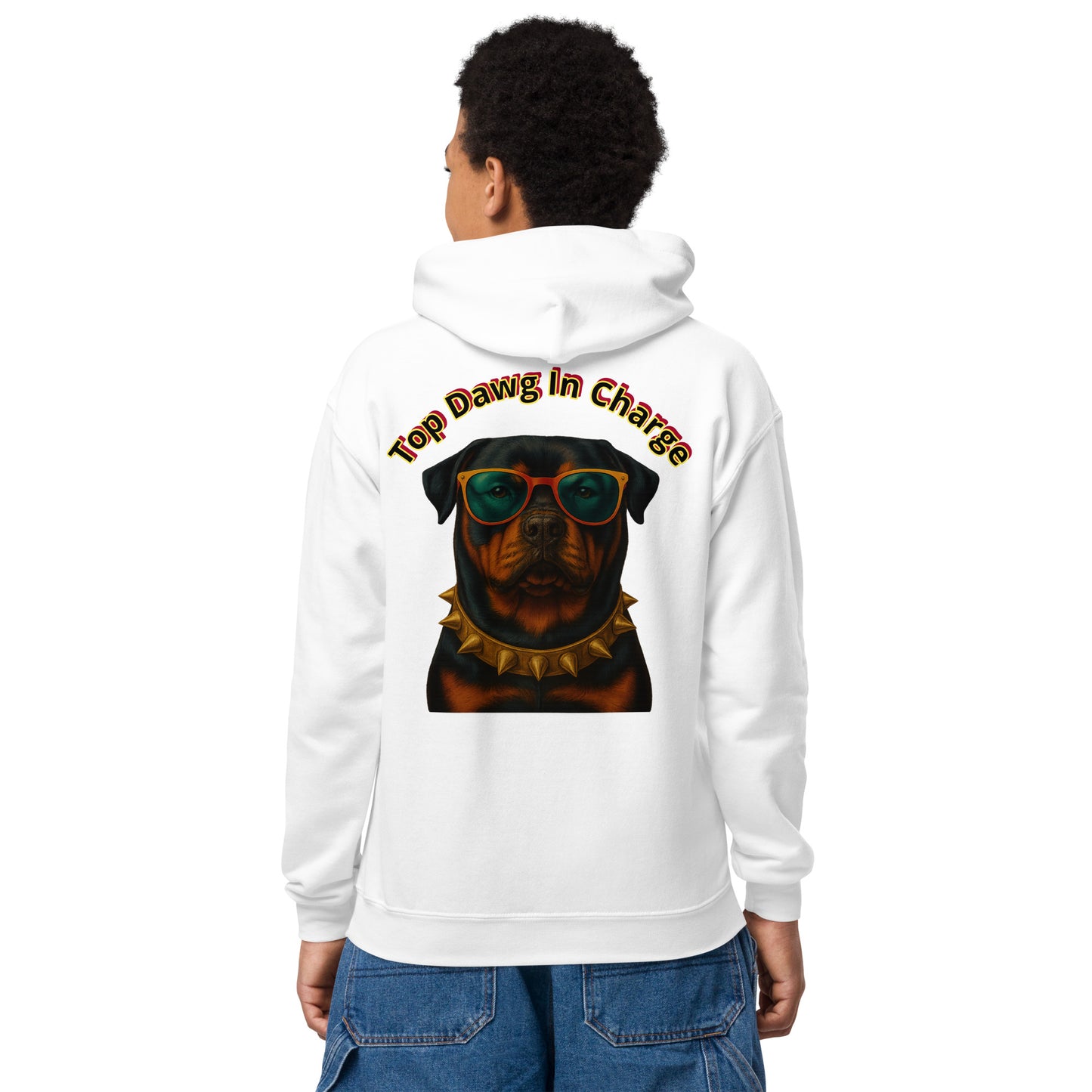 Top Dawg In Charge Hoodie –  Boys bold Rottweiler graphic Style (13–16, S–XL)